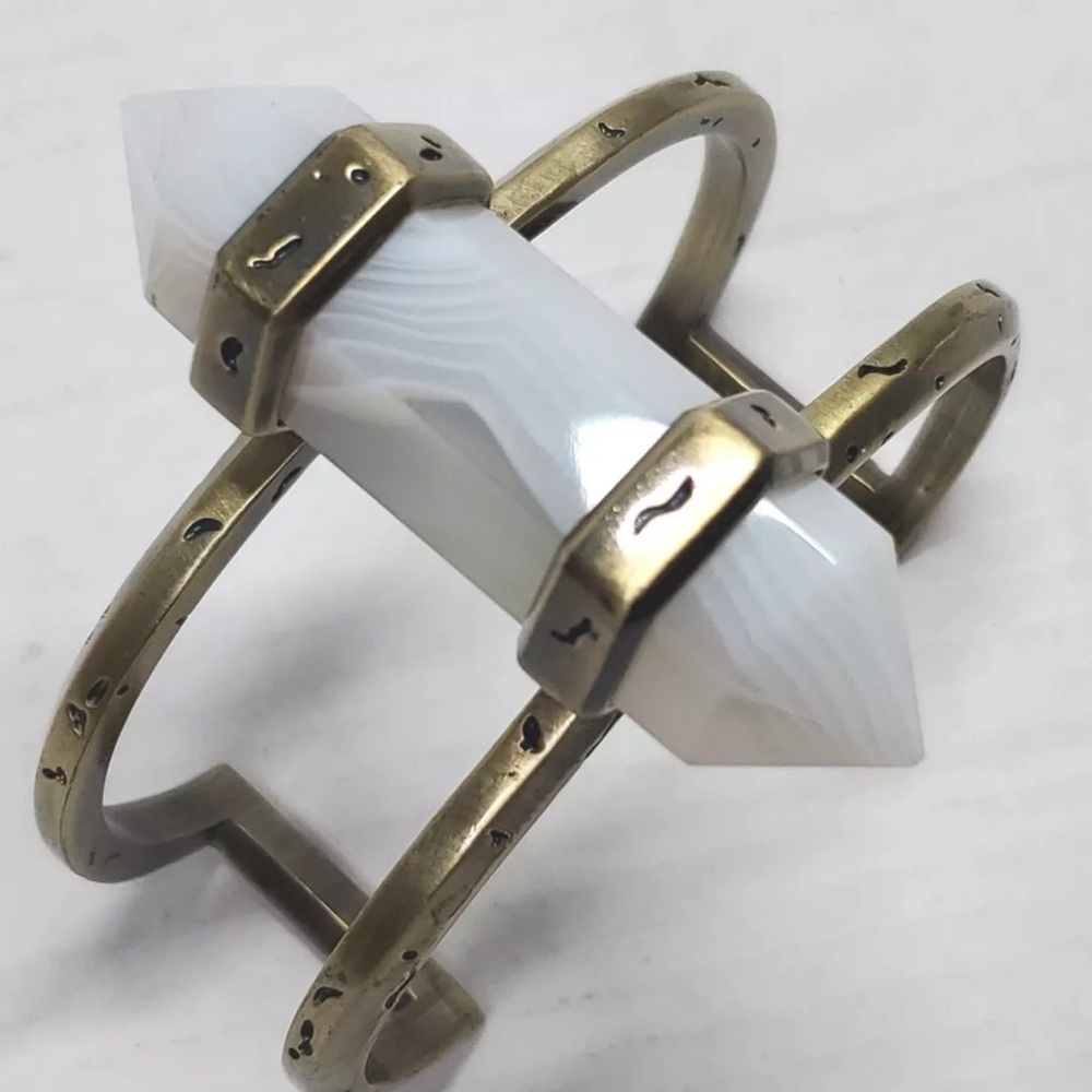 kendra scott agate shelli Bracelet White Agate Gemstone Cuff Large Statement